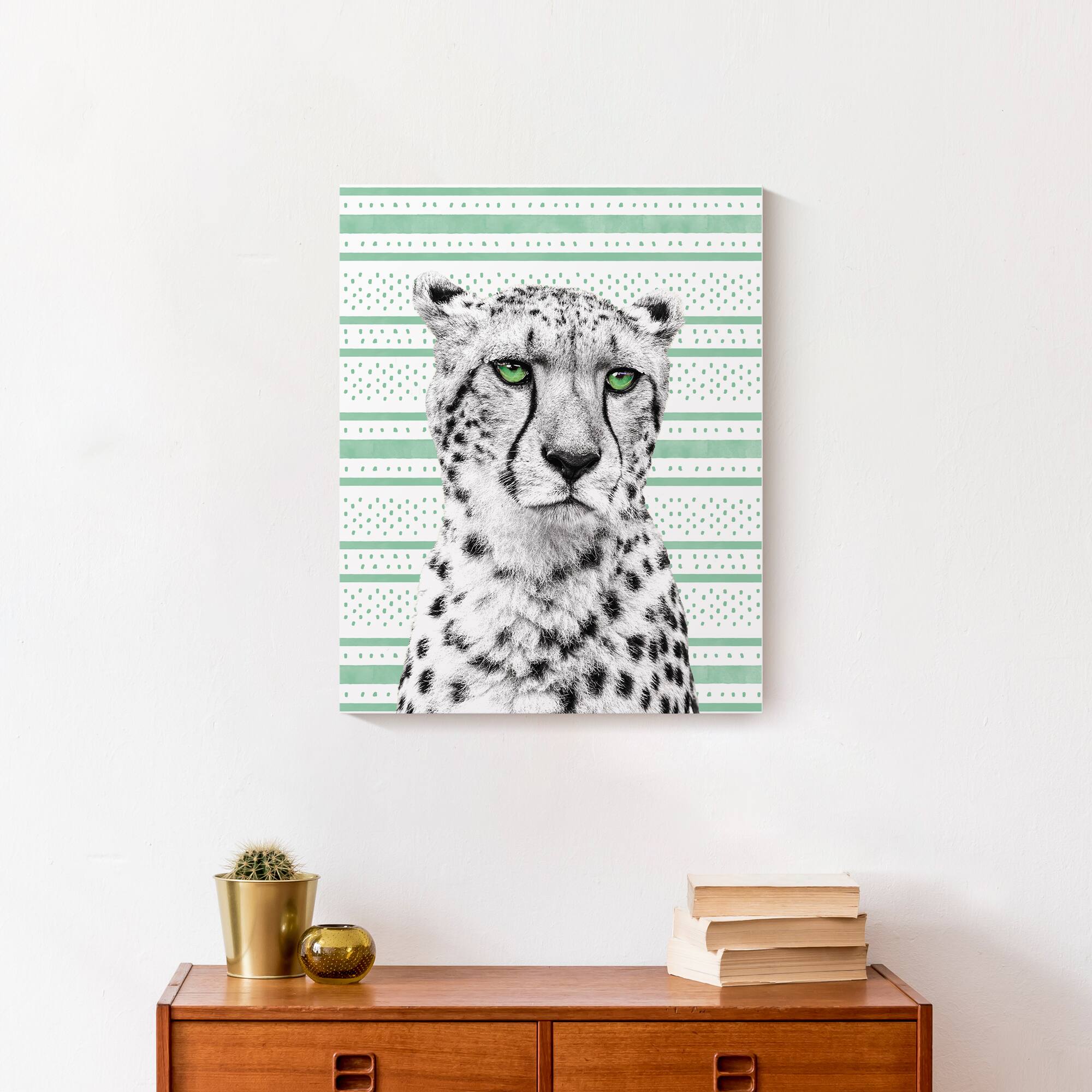 Minty Eyes Cheetah Canvas Wall Art